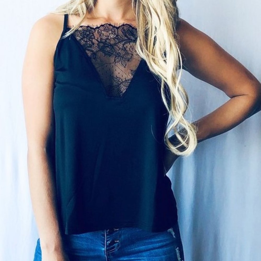 LACE CAMI TOP BLACK
